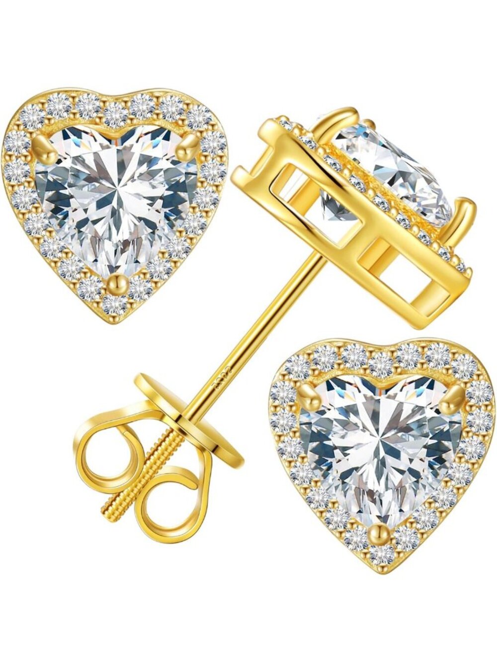 Heart Moissanite Stud Earrings 0.3-2.0ct 18K White Gold Plated Sterling Silver